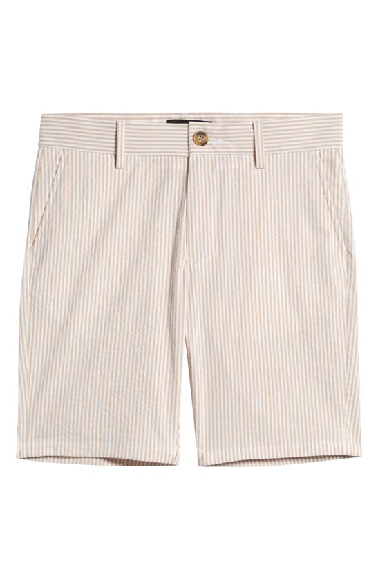 Nordstrom Kids' Stripe Seersucker Cotton Shorts In Beige Hummus Pin Stripe