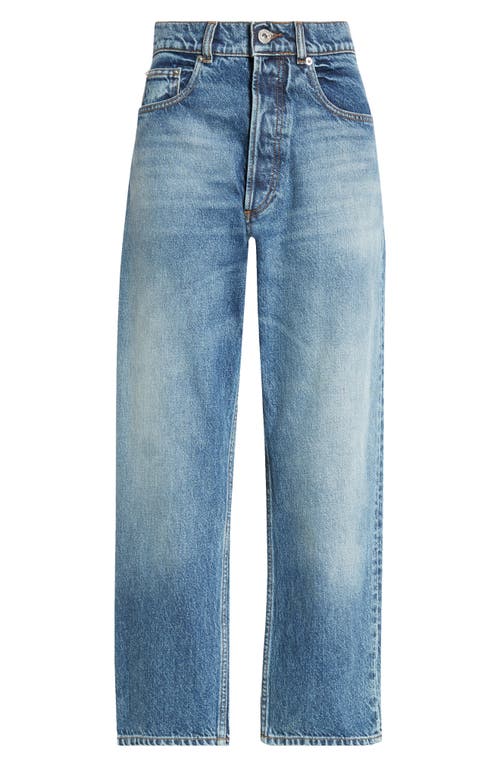 Shop Jw Anderson Crop Straight Leg Jeans In Mid Blue Denim