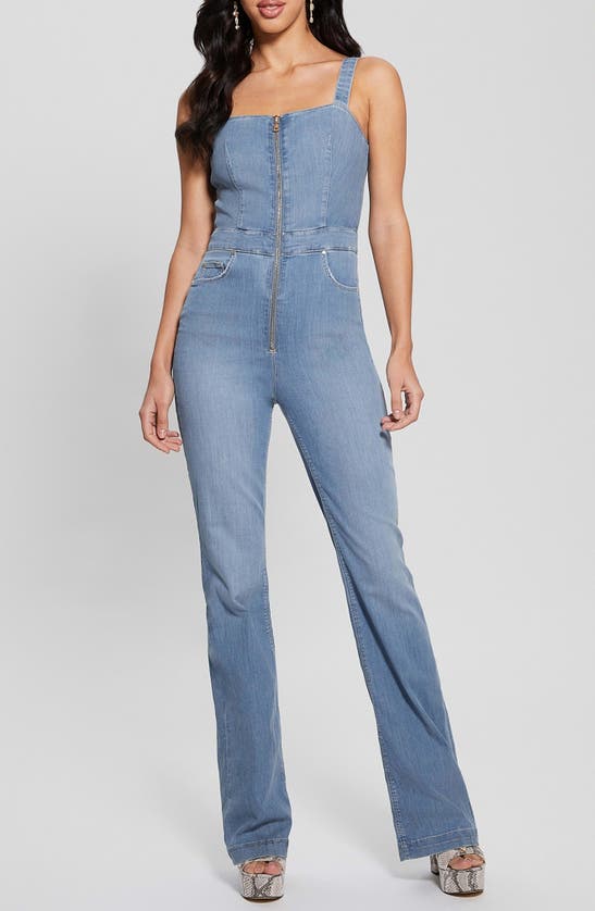 Shop Guess Mariposa Sleeveless Jumpsuit In Blue
