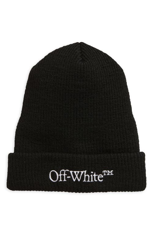 Off-White Wool Rib Beanie in Black White at Nordstrom