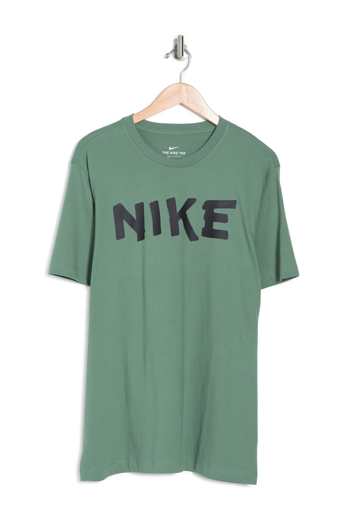 pink and olive green nike shirt