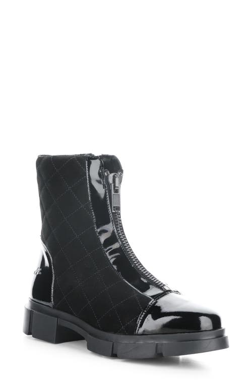 Bos. & Co. Lane Quilted Waterproof Bootie In Black Patent/suede