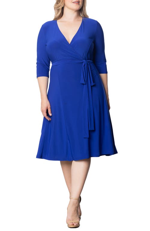 Kiyonna Essential Wrap Dress In Blue