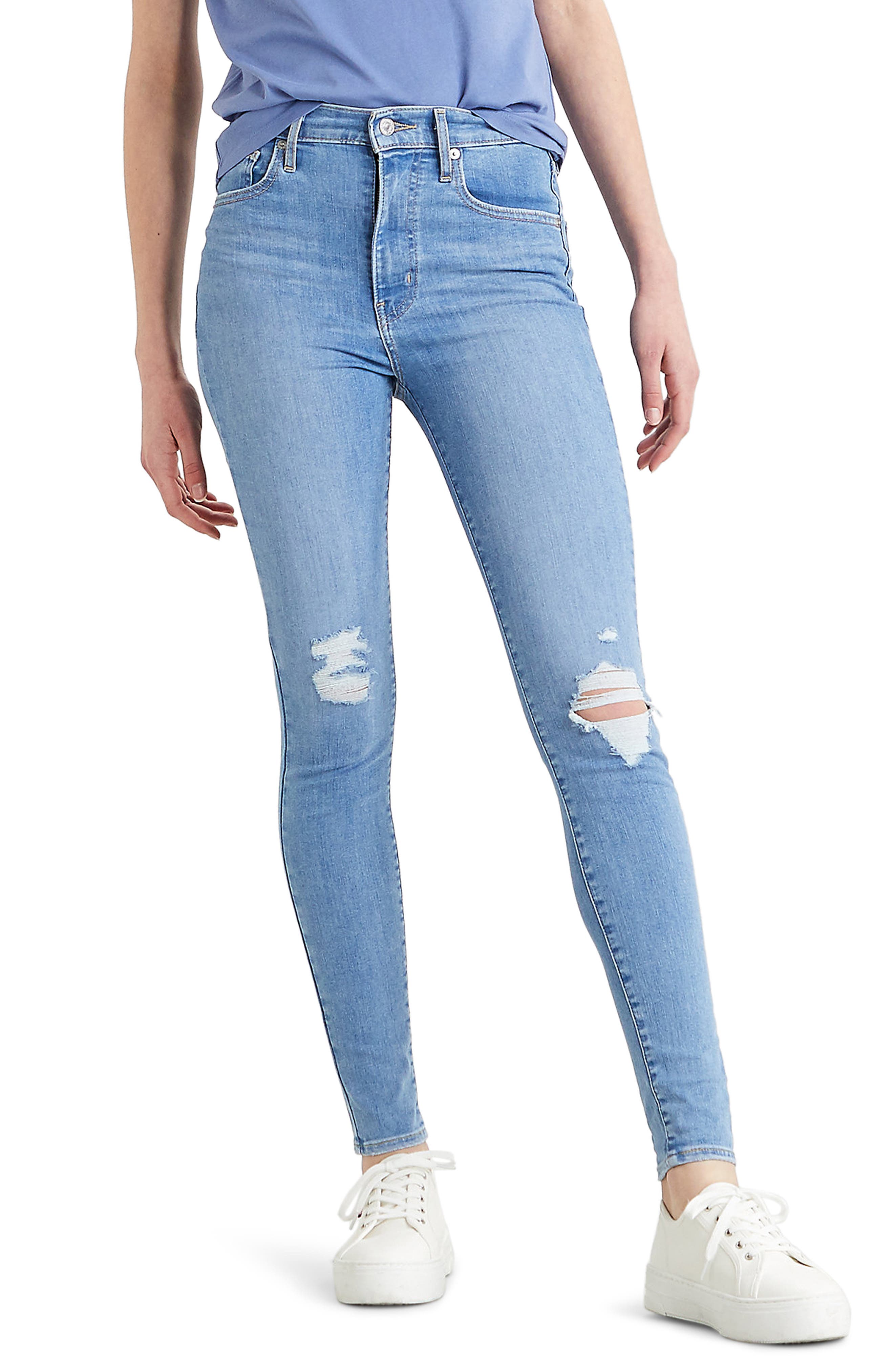 high waisted super skinny ripped jeans