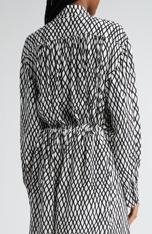 Shop Proenza Schouler Bailey Net Print Long Sleeve Crepe Midi Shirtdress In Off White Multi