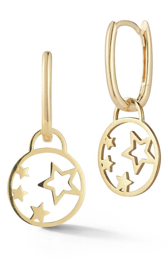 Ember Fine Jewelry Star Drop Huggie Hoop Earrings In 14k Gold