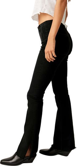 Free People Level Up Slit Bootcut Jeans Black - Starlet