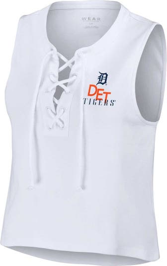 Women's Wear by Erin Andrews White Detroit Tigers Lace-Up Tank Top