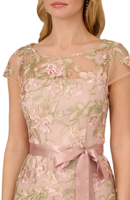 Shop Adrianna Papell Floral Cascading Column Gown In Blush/nude Multi