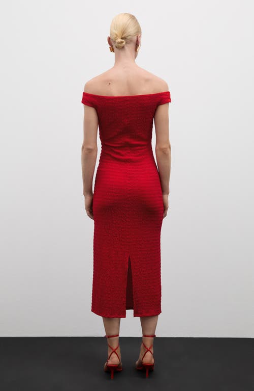 Mango Off The Shoulder Body-con Dress In Red