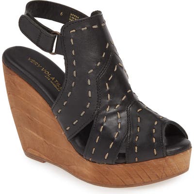 Very Volatile Terra Platform Wedge Sandal, Black