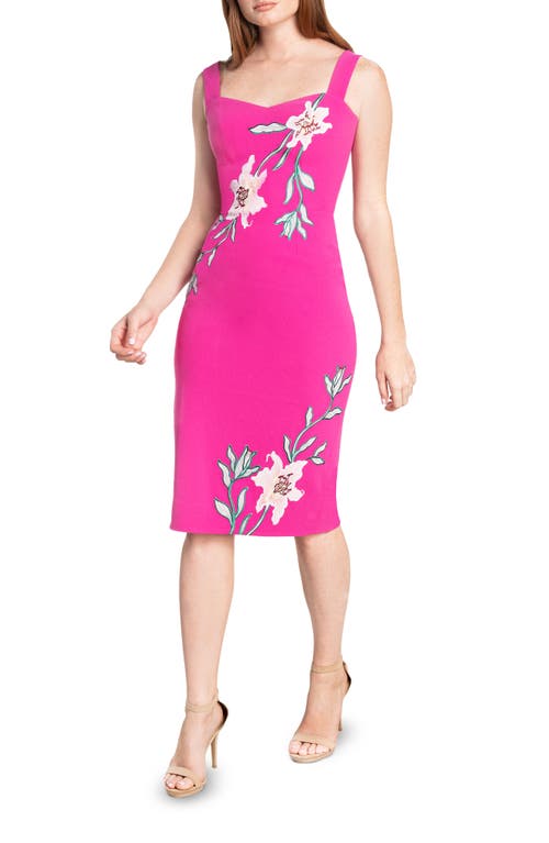 Dress the Population Nicole Floral Sweetheart Neck Cocktail Bright Fuch M at Nordstrom,