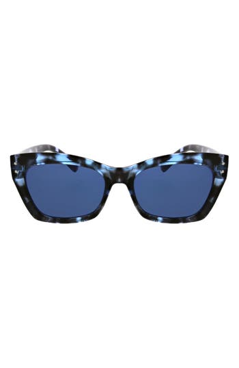Bcbg 37mm Chunky Catty Square Sunglasses In Blue Demi