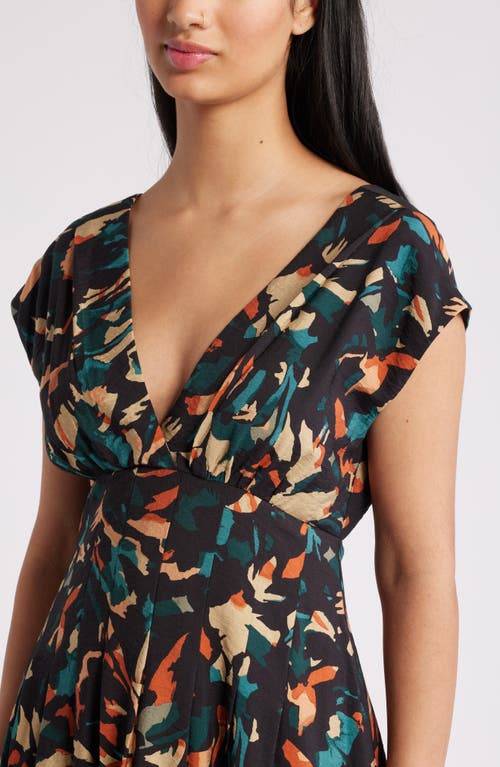 Chelsea28 Abstract Print Midi Dress In Black Multi Grey Strokes
