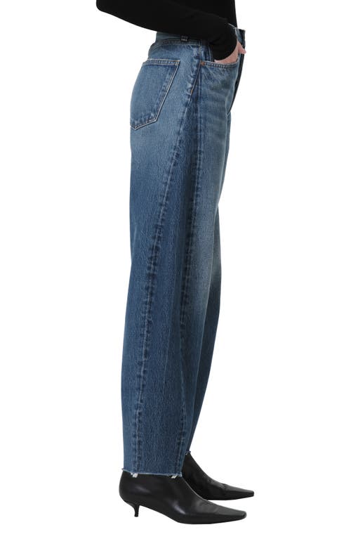 Agolde Luna Piece High Waist Raw Hem Barrel Jeans In Split