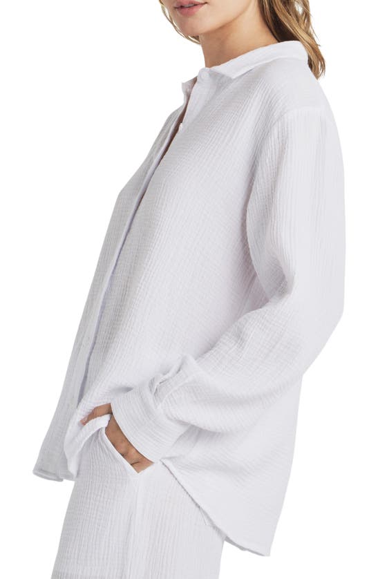 Shop Splendid Adele Oversize Cotton Gauze Button-up Shirt In White