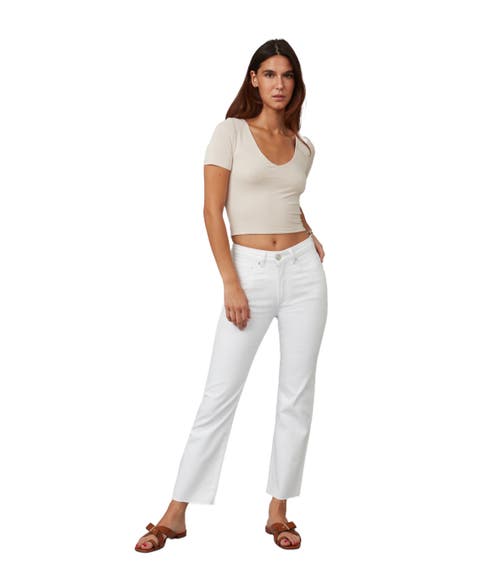 Lola Jeans Women's Denver-wht High Rise Straight Jeans In White
