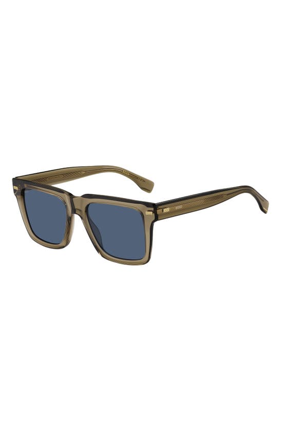Shop Hugo Boss 53mm Rectangular Sunglasses In Brown