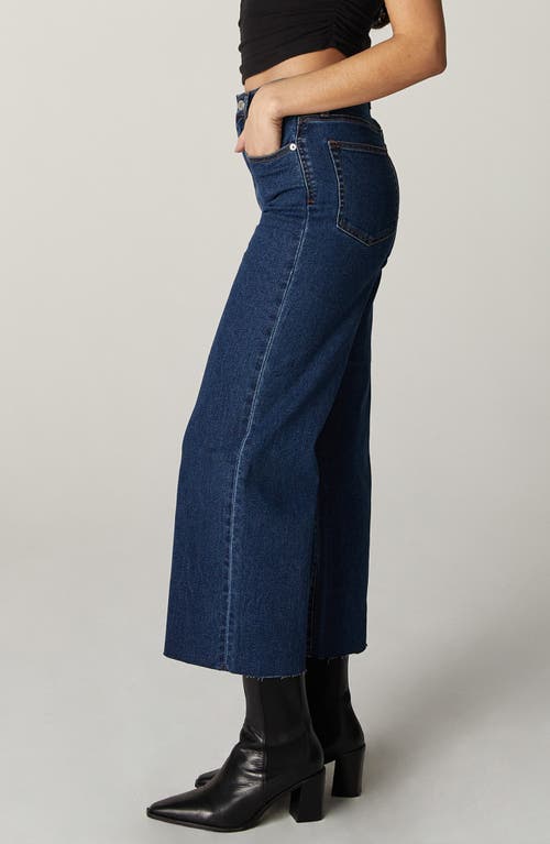 Shop Unpublished Noemi Raw Hem High Waist Crop Wide Leg Jeans In Dark Blue