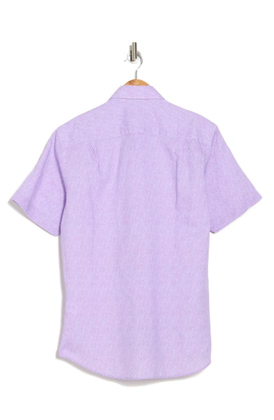 Shop David Donahue Regular Fit Dot Print Short Sleeve Button-up Shirt In Berry
