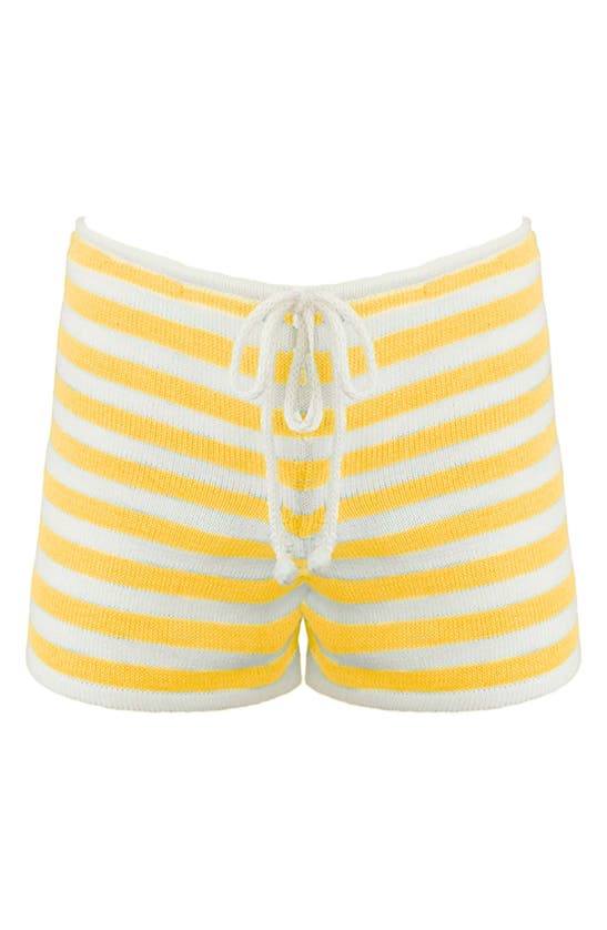 Shop Capittana Maddy Stripe Cover-up Shorts In Yellow