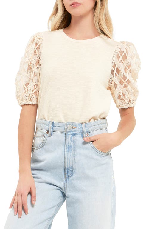 English Factory Mixed Media Blouse Ivory at Nordstrom,