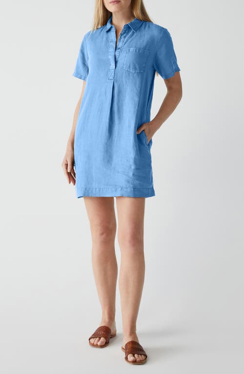 Ola Utility Mini Linen Shirtdress in Water