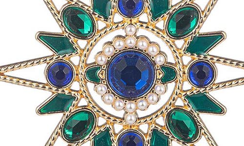 Eye Candy Los Angeles Star & Moon Crystal Drop Earrings In Green
