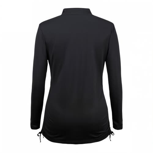 Uv Skinz Long Sleeve Half Zip Ruched Sun Shirt In Black
