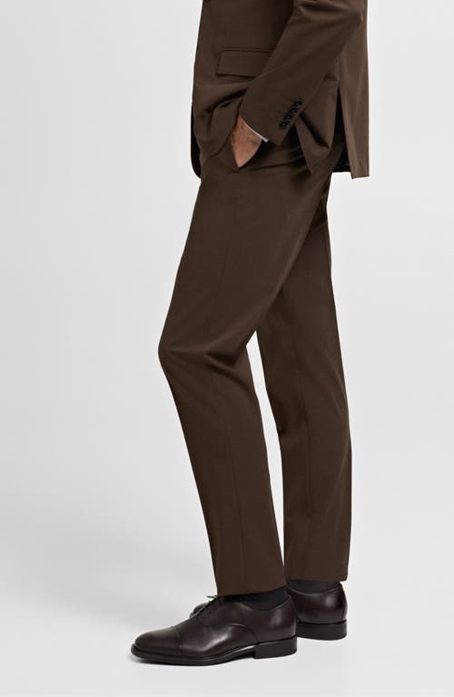 Mango Prince Of Wales Check Super Slim Fit Stretch Pants In Tobacco Brown