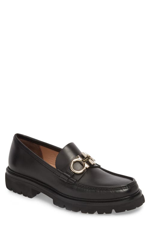 FERRAGAMO Bleecker Reversible Bit Lugged Loafer Nero Leather at Nordstrom,