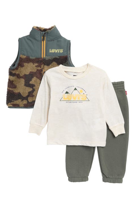 High Pile Fleece Vest, T-Shirt & Joggers Set (Baby)
