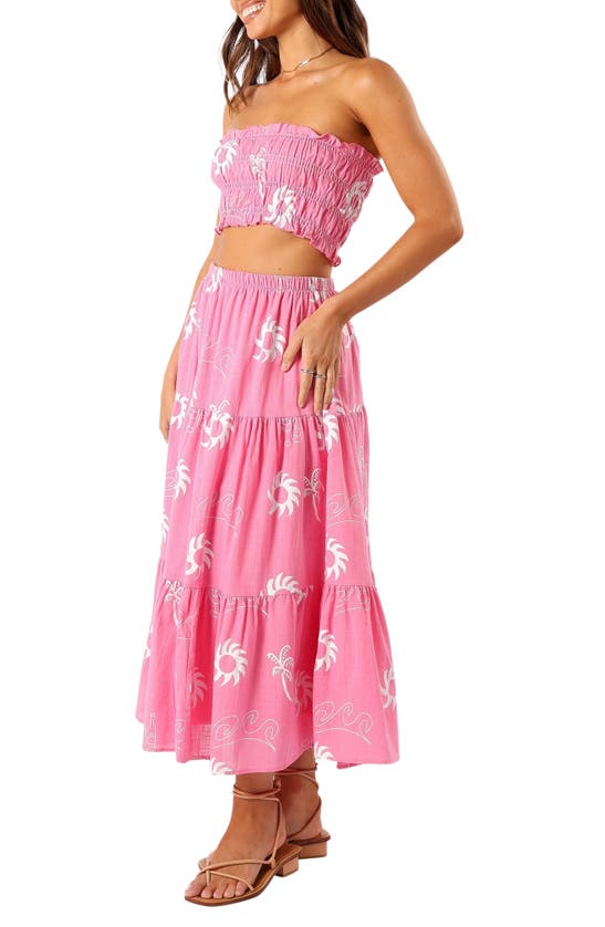 Petal And Pup Petal & Pup Francesca Two-piece Print Tube Top & Maxi Skirt In Pink