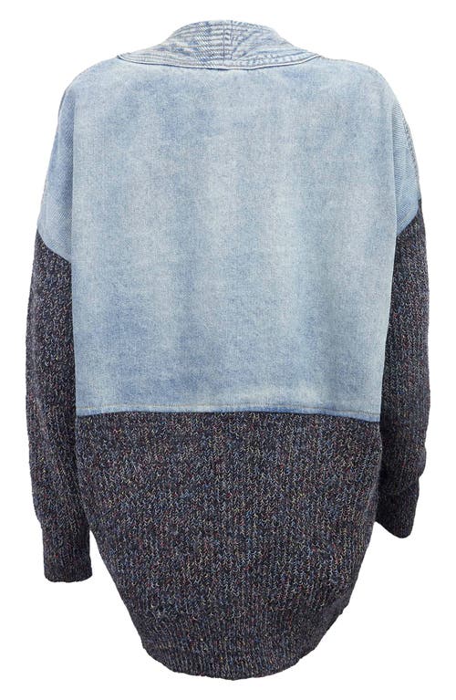 SAACHI SAACHI MIXED MEDIA DENIM CARDIGAN