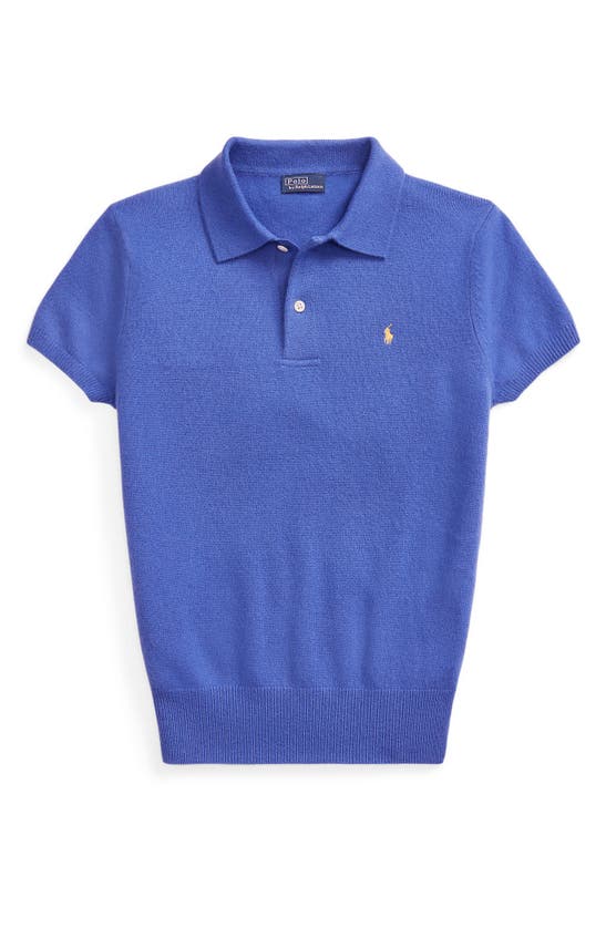 Shop Polo Ralph Lauren Short Sleeve Cashmere Polo Sweater In Hunter Navy