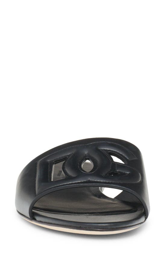 Shop Dolce & Gabbana Dolce&gabbana Bianca Interlock Slide Sandal In Black