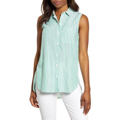 Beachlunchlounge Ana Sleeveless Stripe Shirt, Green