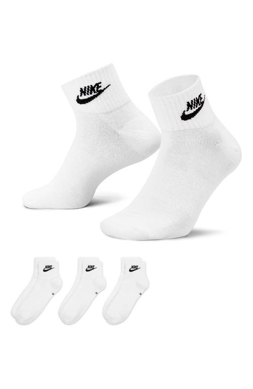 Nike Assorted 3-pack Dri-fit Essential Ankle Socks In White/black