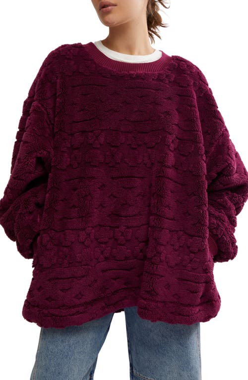 Shop Free People Oversize Faux Fur Sweatshirt In Berry Combo