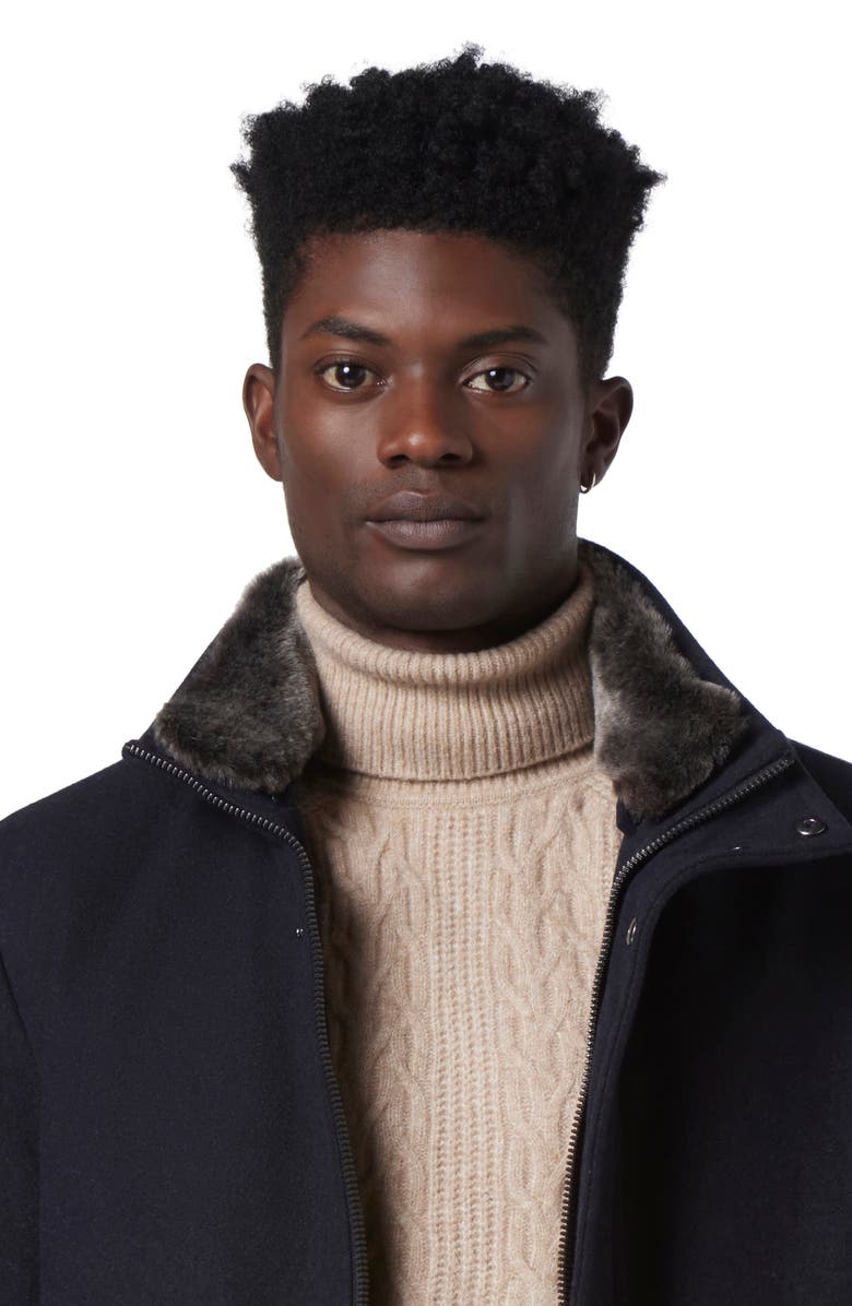 Andrew Marc Wool Blend Faux Fur Collared Jacket | Nordstromrack