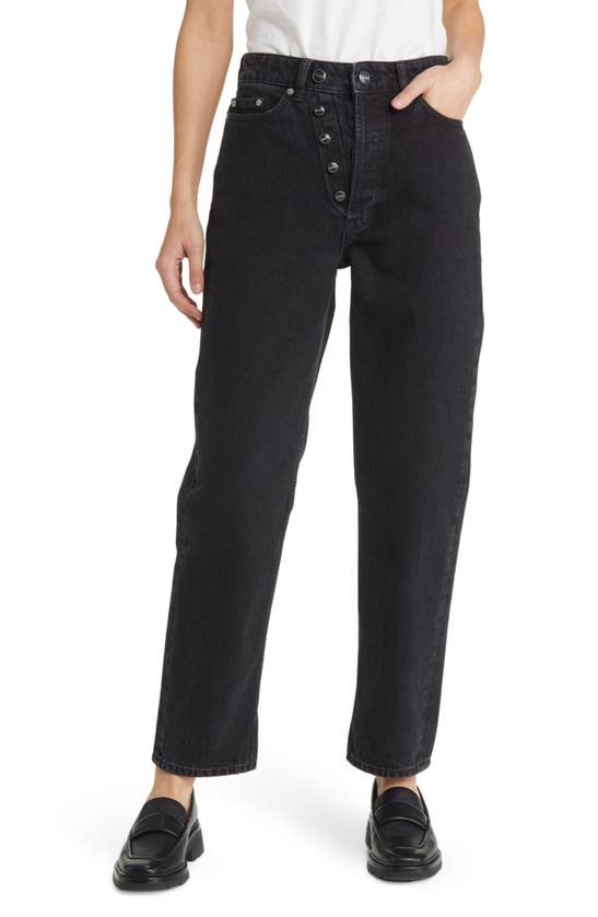 Ganni Black Figni Jeans In Washed Black/ Black