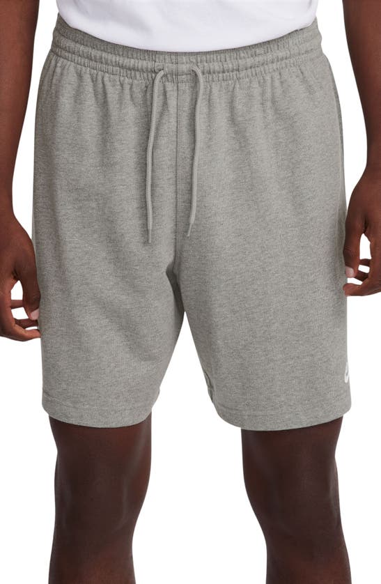 Nike Club Knit Shorts In Dk Grey Heather/ White