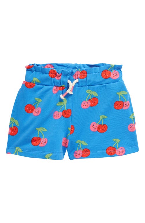 Mini Boden Kids' Ruffle Waist Shorts Cabana Blue Cherries at Nordstrom,