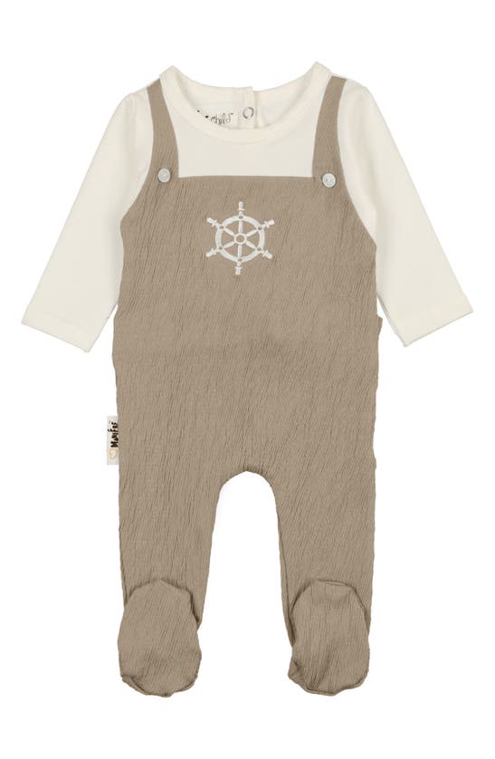 Shop Maniere Sailor Long Sleeve Overall Footie In Sand