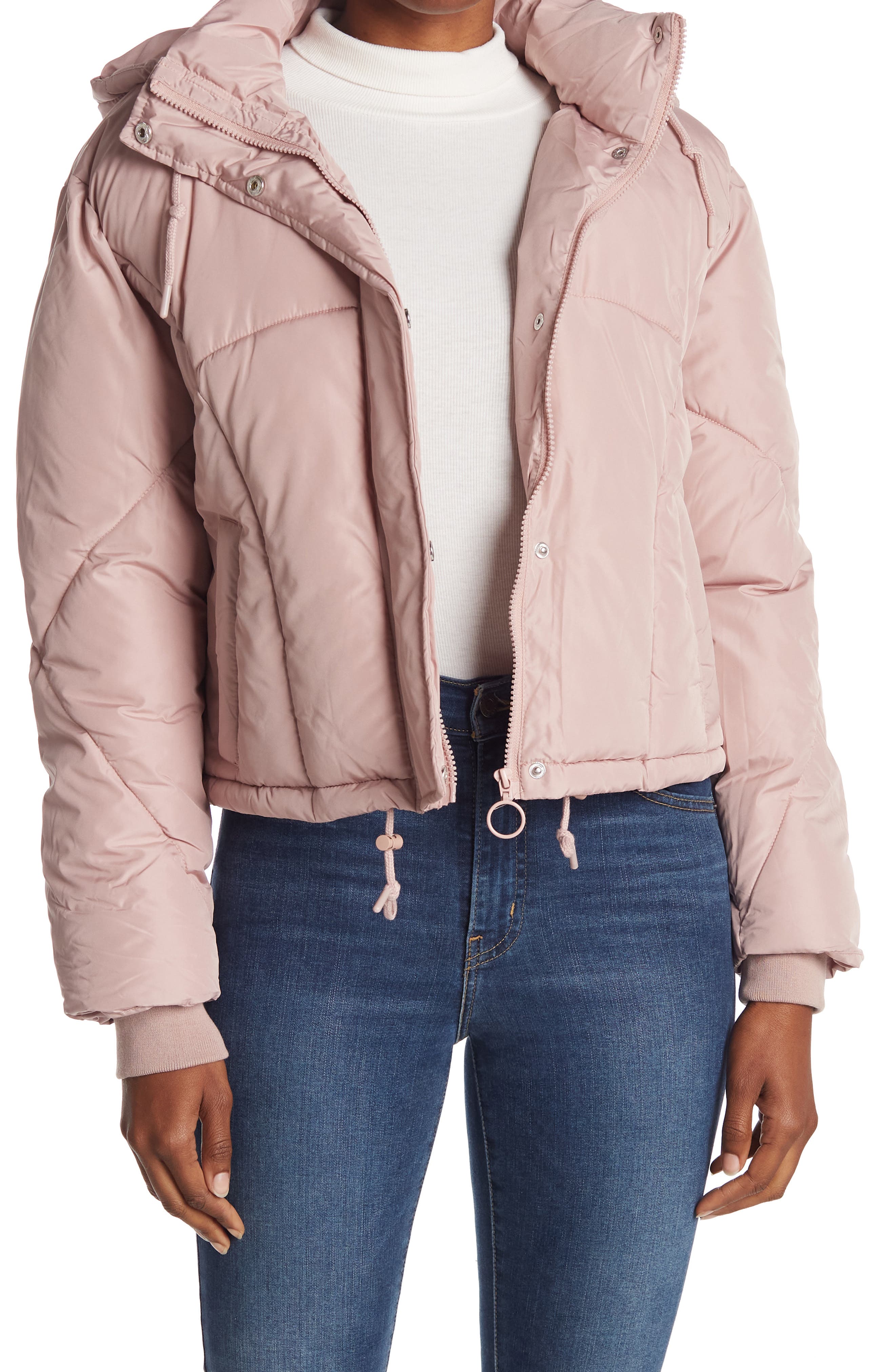 pink suede puffer jacket