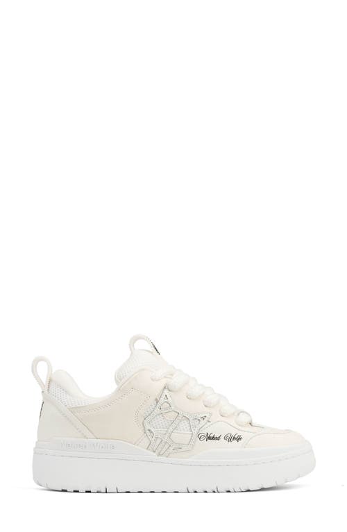 Naked Wolfe Area Genysis Sneaker In White Leather/mesh/suede