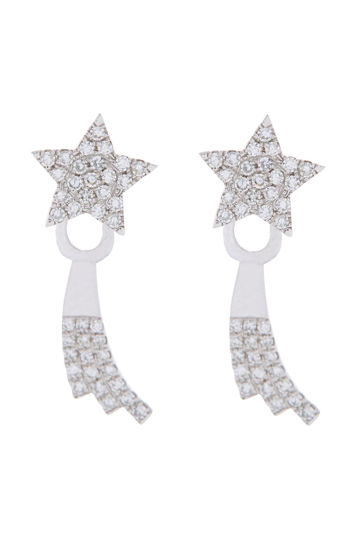Ef Collection Earrings 14K WHITE GOLD PAVE DIAMOND SHOOTING STAR SINGLE RIGHT JACKET EARRING