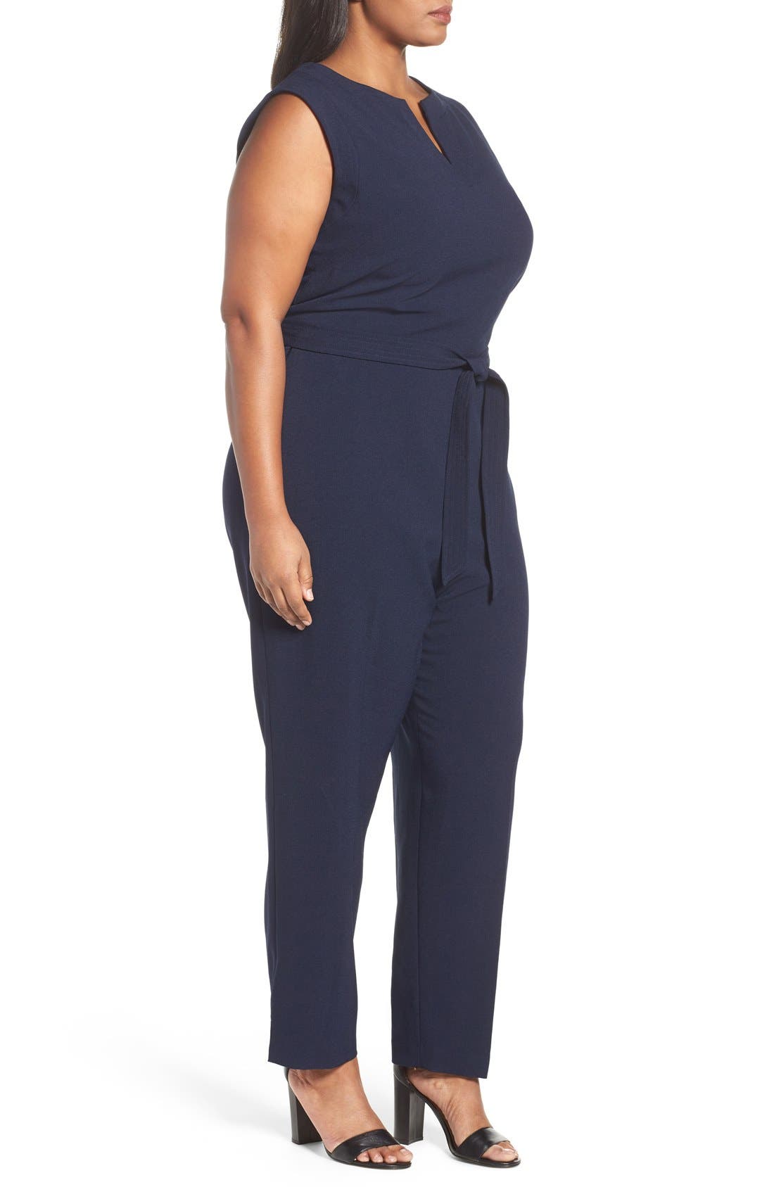 vince camuto tie waist crepe jumpsuit