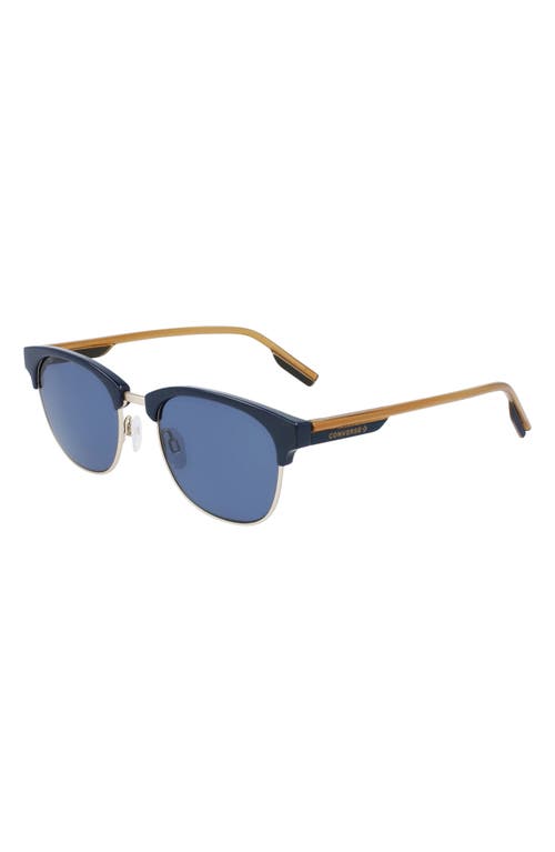 Shop Converse Disrupt 52mm Round Sunglasses In Obsidian/light Gold/blue
