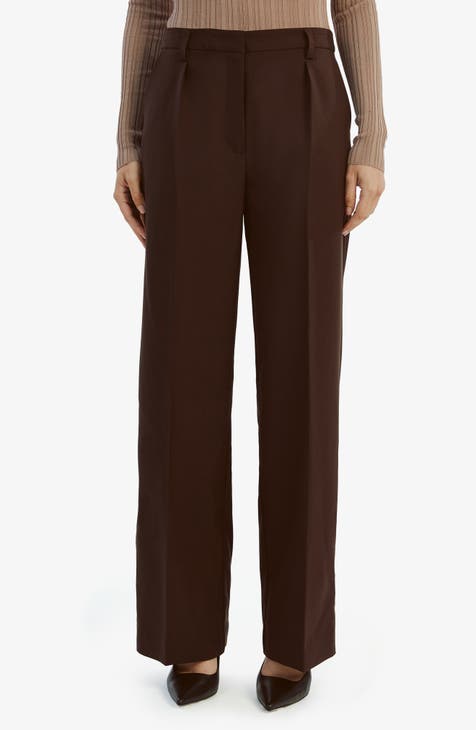 Brown slim leg trousers best sale